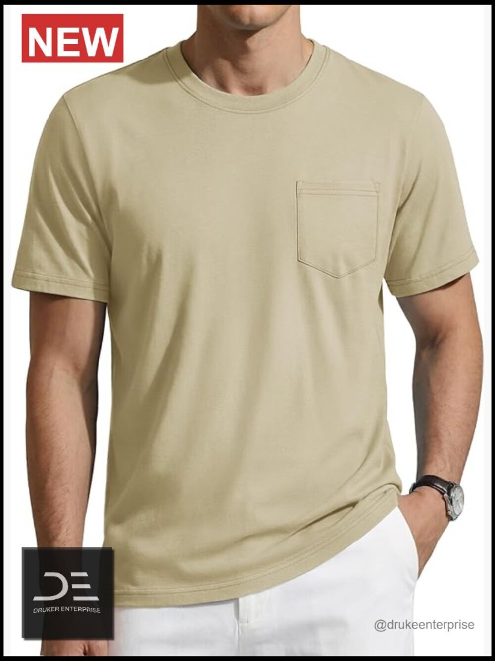 Cotton Crew Neck Short Sleeve Pocket T-Shirt